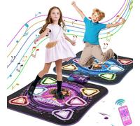 Upgraded Double Dance Mat for Kids, Electronic 2 Players Dance Pad with Bluetooth 5 Game Mode Light-up 12 Buttons Dancing Toys Challenge Game Christmas Birthday Gifts for Boys Girls Ages 3-12