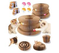 Upgraded Double Layer Kitty Kurlz Cat Toy, 2 Pack Connectable Magic Organ Cardboard Cat Scratcher with Cat Toy Ball Track for Kitten Kitty, Interactive Cats Ball Toy for Indoor Cats, Kitten, Kitty