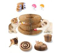Upgraded Double Layer Kitty Kurlz Cat Toy, Magic Organ Cardboard Cat Scratcher with Cat Toy Ball Track for Kitten Kitty, Foldable Accordion Interactive Cats Ball Toy for Indoor Cats, Kitten, Kitty