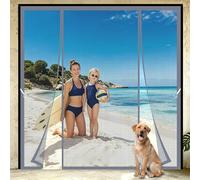 Upgraded Double Magnetic Screen Door 250x240cm Large Opening Left Right Anti Mosquito Fly Curtain Keep Bugs Out for Easy Hands-Free Passage When Carrying Trays or Drinks Grey