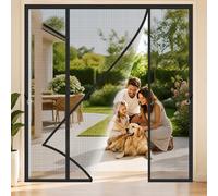 Upgraded Double Magnetic Screen Door Black 230x200cm Double Door Keep Insects Out Mosquito Screen Easy to Install Without Drilling for Living Room, Bedroom & Kitchen Doors