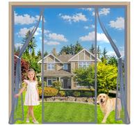 Upgraded Double Magnetic Screen Door Grey 200x215cm Foldable Design for Easy Storage During the Off-Season for Elegant French Doors Leading to patios and Balconies