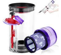Upgraded Dust Bin Replacement Compatible with Dyson V11 V15 SV14 SV15 SV22 Vacuum Cleaner, Clear Bin Compatible with Dyson Canister Part No.970050-01/965443-01with HEPA Filter