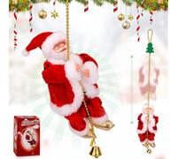 Upgraded Electric Climbing Rope Santa Claus, Musical Animated Santa Toy with 3 Gears, Climbing Santa Decoration for Christmas Tree, Window, Wall & Indoor Outdoor Holiday Display