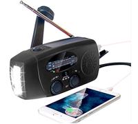 Upgraded Emergency Solar Hand Crank Radio with LED Flashlight, Portable Am Fm NOAA Weather Radio, 2000mAh Solar Survival Camping Cell Phone Charger for Home and Outdoor（Black）