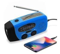 Upgraded Emergency Solar Weather Radio Hurricane Supplies Earthquake Kit Hand Crank Self Powered AM/FM/WB NOAA Wind up Survival Radios LED Flashlight 2000mAh Power Bank for iPhone Smart Phone （Blue）