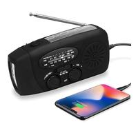 Upgraded Emergency Solar Weather Radio Hurricane Supplies Earthquake Kit Hand Crank Self Powered AM/FM/WB NOAA Wind up Survival Radios LED Flashlight 2000mAh Power Bank for iPhone Smart Phone