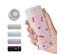 【Upgraded】 Exllena Small Water Bottle for Handbag - 250ml Mini Flask for Hot & Cold Drinks, Perfect Small Insulated Water Bottle for Travel, Milk, Coffee...(Cherry)