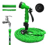 Upgraded Expandable Garden Hose 100 FT Extra Strength 7 Function Spray Included 1/2" and 3/4" Solid Connector No-Kink Flexible Pressure-Resistant Flex Technology for Parks Community Factories Family