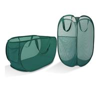 Upgraded Extra Large Mesh Pop Up Laundry Hamper 2 Pack, 100L Foldable Laundry Baskets, Dirty Clothes Hamper with Handles, Collapsible Hampers for Laundry Travel, Dorm or Home. Green