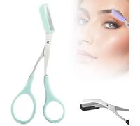 Upgraded Eyebrow Trimmer Scissor, 2024 New 2 in 1 Eyebrow Scissors with Comb, Curved Eye Brow Razor, Beauty Accessories Gift for Men Women (Green)