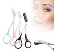Upgraded Eyebrow Trimmer Scissor, 2024 New 2 in 1 Eyebrow Scissors with Comb, Curved Eye Brow Razor, Beauty Accessories Gift for Men Women (Green+Pink+Black)