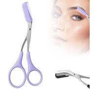 Upgraded Eyebrow Trimmer Scissor, 2024 New 2 in 1 Eyebrow Scissors with Comb, Curved Eye Brow Razor, Beauty Accessories Gift for Men Women (Purple)