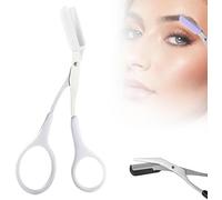 Upgraded Eyebrow Trimmer Scissor, 2025 New 2 in 1 Eyebrow Scissors with Comb, Curved Eye Brow Razor, Beauty Accessories Gift for Men Women (White)