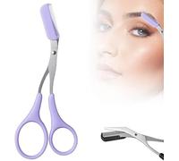 Upgraded Eyebrow Trimmer Scissor, 2025 New 2 in 1 Eyebrow Scissors with Comb, Curved Eye Brow Razor, Beauty Accessories Gift for Men Women (Purple)