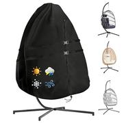 【Upgraded Fabric】Egg Chair Cover Single Seat Swing Hanging Egg Chair Cover | Waterproof, 60x45 Inch Windproof Single Seat Wicker Egg Chair Cover, Heavy Duty &Weather Resistant, Anti-UV, Dustproof, Black