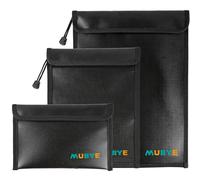 Upgraded Fireproof Waterproof Document Bag - 3 Pack Safe Money Bags with Zipper, Fire & Water Resistant Storage Organizer Pouch for Documents Holder,File,Cash,Passport,Tablet (Black)