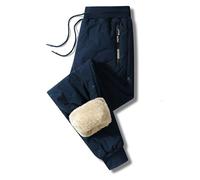 Upgraded Fleece Lined Pants Men Winter Warm Water Resistant Sweatpants Sherpa Lined Track Pants with Zipper Pockets (UK, Alpha, M, Regular, Regular, Blue-Jogger)