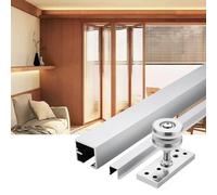 Upgraded Foldable Door Hardware Kit with Track, Mirror Door Track 3.3ft/ 6.6ft/ 9.8ft/ 13.1ft, Smooth Sliding for Interior Doors/Windows(2-Door(one Side),2m/6.6ft)