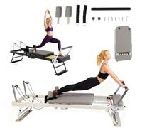 Upgraded Foldable Pilates Board Equipment, Multifunctional Abdominal Board,Durable & Lightweight, Dual Resistance with Automatic Rebound, Pilates Exercise Equipment, Pilates Reformer Machine (Gray)