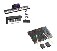 Upgraded Folding Piano Keyboard 88 Key & 9-Pad Portable Drum for Beginners Kids with Build-in Stereo Speaker, Drum Sticks, Great Holiday Birthday Gift