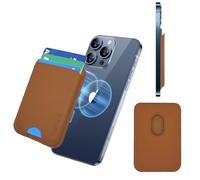 Upgraded for Apple Magsafe Wallet for iPhone Magnetic Wallet Fit 3 Cards Strongest Magnet Magnetic Card Holder for iPhone 16/15/14/13/12 Series, Premium Vegan Leather Thin RFID Blocking Brown