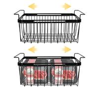 Upgraded Freezer Storage Boxes, 2 Pack Extendable Drawers, Universal Hanging Baskets with Handles for Chest Freezer, Easier to Take, Add Space, Fridge Organisers Containers for Kitchen
