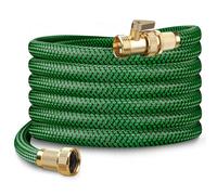 Upgraded Garden Hose 50ft, Non-Expandable Hose, Heavy Duty Kink-Resistant Flexible Water Hose with High-Density Fabric,LeakProof Hose Metal Shut-Off Valve Connector for Patio, Car Wash. (50FT)