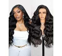 Upgraded Glueless Wigs Bleached knots Body Wave 13x4 Pre Cut Lace Front Wigs Human Hair 200% Density Brazilian Human Hair For Women Pre Plucked With Baby Hair Natural Black Color 26 Inch