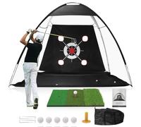 Upgraded Golf Net, 10x7 FT Golf Hitting Practice Net for Backyard & Garage, All-in-One Training Aid with Multi-Target, Foldable Tri-Turf Mat & Practice Balls for Golfers