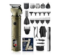 Upgraded Hair Clippers & Beard Trimmer with LED for Men, 7 in 1 Kit, T-Blade Rechargeable Shavers for Nose Ear Body Face, Retro Beard Trimmer Kit Style with Silent Technology for Men's Gift