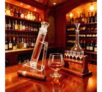 Upgraded Handmade Glass Cigar Humidor Set- Double Straight Pipe Design, Acrylic Item Stand & Hygrometer, Cigar Incense Glass Tube Set, Humidity Control, Portable Travel Case for Flavorful Mellowing