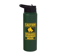 Upgraded Hardware Inside Tech Humor Warning Sign Stainless Steel Insulated Water Bottle
