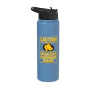Upgraded Hardware Inside Tech Humor Warning Sign Stainless Steel Insulated Water Bottle