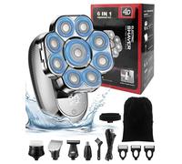 Upgraded Head Shavers for Men, Wet & Dry Electric 9D Rotary Shavers, Rechargeable Cordless Hair Trimmer with LED Display, 6 in 1 Kit, IPX7 Waterproof, Storage Bag, USB Charging