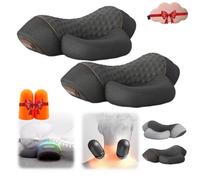 Upgraded Heapls 3 in 1 Neck Massage Pillow New Heapls Neck Massager with Heat & Vibration Neck and Shoulder Massager, Portable Memory Foam Pillows for Body Stretcher Relaxer (Black*2)