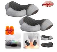 Upgraded Heapls 3 in 1 Neck Massage Pillow New Heapls Neck Massager with Heat & Vibration Neck and Shoulder Massager, Portable Memory Foam Pillows for Body Stretcher Relaxer (Gray*2)