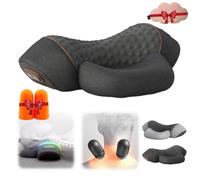 Upgraded Heapls 3 in 1 Neck Massage Pillow New Heapls Neck Massager with Heat & Vibration Neck and Shoulder Massager, Portable Memory Foam Pillows for Body Stretcher Relaxer (Black*1)