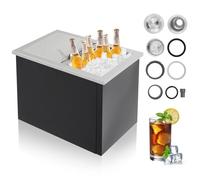 Upgraded Hinged-Lid Drop in Ice Chest, Stainless Steel Ice Cooler Embedded Freezer, Commercial Ice Bin with Cover, Storage Unit, Kitchen Storage Rack, Outdoor Kitchen Ice Bar for Cold Wine & Beer