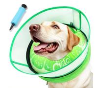 Upgraded Inflatable Dog Cone Collar with Transparent Anti-Licking Shield, Adjustable Elizabethan Collar for Medium Large Dogs, 2-in-1 Design with Detachable Shield and Soft Padding (XL, Lime)