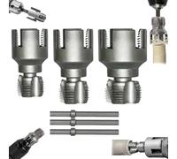 Upgraded Integrated PVC Pipe Threader Kit, Precision 1/2" 3/4" 1" Internal External Rethreading Tool with Hardened Alloy Steel Teeth, Anti-Slip Drill Powered Threading Tool for Plastic Pipes (3PCS)