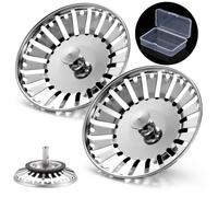 Upgraded Kitchen Sink Plug Strainer Stainless Steel Strainers Sink Plugs Replacement Drain Stopper for Food/Hair Catcher - UK Sinks Hole Diameter 84mm (2 Pack)