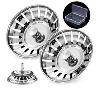 Upgraded Kitchen Sink Plug Strainer Stainless Steel Strainers Sink Plugs Replacement Drain Stopper for Food/Hair Catcher - UK Sinks Hole Diameter 80mm (2 Pack)