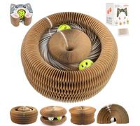 Upgraded Kitty Kurlz Cat Toy, Magic Organ Cat Scratcher Board with 2 Balls for Mental & Physical Exercise, Multi-Shape Interactive Cardboard Cat Toy for Indoor Cats Infinite-Flip, Brown/Gray, 1 Pack