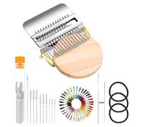 Upgraded Knit Patch Darning Loom Kit - 14 Hooks Knitting Loom with 36 Colours Darning Thread, 9 Needles, 3 Elastic Bands & Storage Bottle, Mini Darning Loom for Socks/Clothes Mending, Knitting Kit