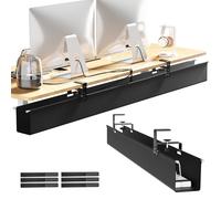 [Upgraded] Large Under Desk Cable Management Tray, Cinati Cable Management Under Desk No Drill, 49.2" Fabric Cord Hider for Wire Organizer, Cord Organizer for Office, Home - Supports Up to 30lbs