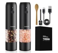 [Upgraded Larger Capacity] Electric Salt and Pepper Grinder Set - USB Rechargeable One Hand Operation Automatic with Adjustable Coarseness & LED Light Refillable