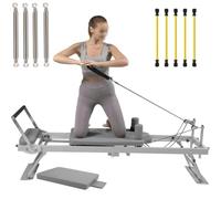 Upgraded Lengthened Foldable Pilates Equipment, Foldable Pilates Reformer Core Bed Equipment Machine, for Home Gym Women Yoga Workout,Beige,