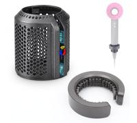 Upgraded Magnetic Hairdryer Filter Cover Compatible with Dyson Supersonic HD01 HD03 HD07 HD08 HD15 Models Hair Dryer Filter Cage wih Cleaning Brush Spare Parts (Metallic Gray)