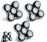 Upgraded Magnetic Replacement Heads for Skull Shaver, 5 Blades Compatible with Pitbull, Platinum Pro, Palm, Butterfly Kiss - Hypoallergenic Razor Heads (3Pack)